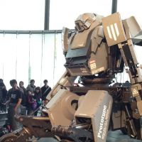 Mecha made real: The Kutatas robot created by Kogoro Kurata and Wataru Yoshizaki was a hit at last weekend\'s Maker Faire Tokyo. | COURTESY OF MIZUMA ART GALLERY