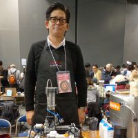 Foam home: Jun Yamadera, head of the Fukushima-based Eyes, Japan Co., shows off a cafe-latte art printer at the Maker Faire Tokyo 2012 in December. | WASHINGTON POST
