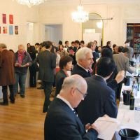Dare to be grape: Sommeliers and experts attend the first tasting event of Koshu wines sponsored by Koshu of Japan in Paris on Monday. | KYODO