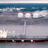 Critical supply line: A ship lies at anchor at a liquefied natural gas plant in Kenai, Alaska, that has been exporting the fuel to Japan for more than 30 years. | CONOCOPHILLIPS/BLOOMBERG