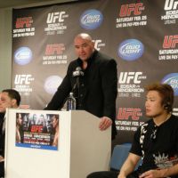 The man with the plan: UFC president Dana White speaks at a postfight news conference on Sunday. White is looking to expand the UFC brand in Japan and throughout Asia. | KAZ NAGATSUKA