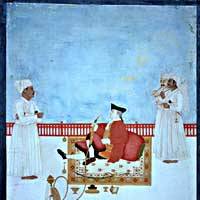 A watercolor shows an East India Company official seated on a terrace | YOSHIAKI MIURA PHOTOS