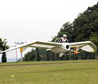 Kazuhiko Hachiya’s projects ride the border between fantasy, art and practical applications. Above is a test flight this year from his “OpenSky” personal glider project. Artist as inventor