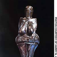 This female statuette in fired loess, discovered in Doini Vestonice, Moravia, Czech Republic, dates from the Gravettian Period, 28,000-22,000 years ago. | &#160; PHOTO COURTESY OF SHOCHIKU PHOTOGRAPHIC DEPPARTMENT