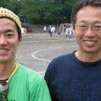 JICA staffer Takuya Murata (above left) and former national soccer manager Takeshi Okada at the Refugee Soccer Tournament in Tokyo; and a spectator supporting Myanmar\'s detained democracy leader. | JEFF KINGSTON PHOTOS