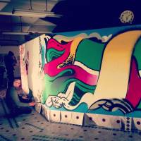 Sound and vision: Dutch artist Jeroen Erosie paints a wall at a recent music and art event held in Osaka\'s Namura district called Hot Docks 2. | ERIK LUEBS