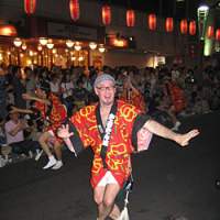 Tokyo resident Bradley Logg performs at the Kagurazaka Awa Odori festival held in late July. | PHOTO COURTESY OF BRADLEY LOGG