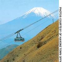 The ropeway ride will take you up to the top of Mount Komagatake where there are spectacular views of Mount Fuji, Lake Ashi and the Fuji-Hakone-Izu national Park. Hitting the spectacular views and open-air baths Hakone