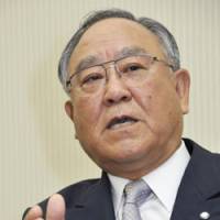 Consuming interest: Fujio Mitarai, chairman of the Japan Business Federation (Nippon Keidanren) and Canon Inc., is interviewed recently in Tokyo. | KYODO PHOTO