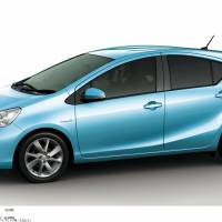 New wheels: Toyota Motor Corp.\'s Aqua hybrid, which will be unveiled at the Tokyo Motor Show in December, is shown in a handout photograph. | KYODO