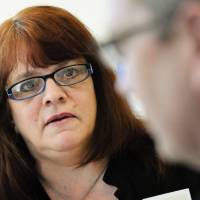 Gunning for change: Gun-control advocate Susan Beehler of Mandan, North Dakota, meets with Rep. Kevin Cramer on Tuesday at his office in Bismark. | THE WASHINGTON POST