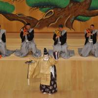 On show: Kabuki actor Matsumoto Koshiro performs at the opening ceremony for the new Kabuki-za theater in Tokyo\'s Ginza district on Wednesday. | YOSHIAKI MIURA