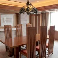 Making the cut: Robie Chairs and Allen Table by U.S. architect Frank Lloyd Wright in the dining room of the suite named after him at the Imperial Hotel in Tokyo. | KIT NAGAMURA