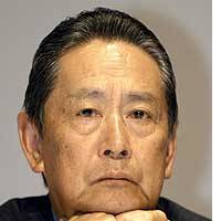 Sony Corp. Chairman Nobuyuki Idei looks pensive after unveiling the firm\'s new strategy. | JT: YOSHIAKI MIURA