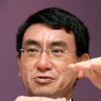 Vicious circle: Liberal Democratic Party member Taro Kono talks during an interview in Tokyo in June 2006. | BLOOMBERG PHOTO