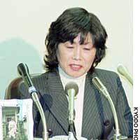 Kyoko Ino faces reporters Tuesday in Tokyo after the high court upheld a life prison term for one of the men who took part in the 1999 murder of her daughter, Shiori. | PHOTO COURTESY OF CHIBA CONVENTION BUREAU AND INTERNATIONAL CENTER