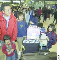 Travelers form long lines at Narita International Airport as the overseas rush kicks in for the New Year\'s holidays. | PHOTO COURTESY OF CHIBA CONVENTION BUREAU AND INTERNATIONAL CENTER