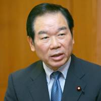 Defense Agency Chief Fukushiro Nukaga speaks during a Wednesday interview in Tokyo. | AP PHOTO