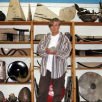 Cornelia Nagel, who makes raku, shows off her pottery work at her workshop in the outskirts of Berlin earlier this month. | KANAKO TAKAHARA PHOTO
