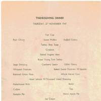 Feast for the eyes: This Thanksgiving dinner menu dated Nov. 27, 1947, kept by Elizabeth Ryan offered fare unavailable to ordinary Japanese in the Occupation. | COURTESY OF KEN ALLEY