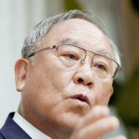 Looking ahead: Fujio Mitarai, chairman of Nippon Keidanren and Canon Inc., gives an interview recently. | KYODO PHOTO