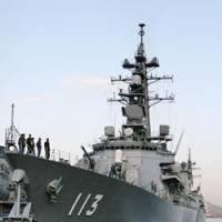 Ready for duty: The Maritime Self-Defense Force destroyer Sazanami is docked at Kure port in Hiroshima Prefecture on Tuesday. The vessel is expected to be among those dispatched to waters off Somalia within months. | KYODO PHOTO
