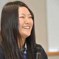Survivor\'s story: Honoka Miura, 18, a high school student from tsunami-hit Minamisanriku, Miyagi Prefecture, faces reporters Monday in Tokyo before her planned speech Wednesday at a special U.N. session in New York. | KYODO