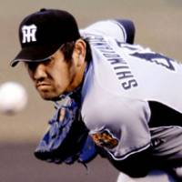 Hot start: Veteran Hanshin hurler Tsuyoshi Shimoyanagi is 5-0 with a 1.88 ERA in seven starts this season. | AP PHOTO