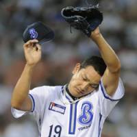Look of frustration: BayStars rookie pitcher Hitoshi Fujie, who allowed two home runs and five runs in three innings, had a no-decision in Friday\'s game against the Lions in Yokohama. Yokohama defeated Saitama Seibu 6-5. | KYODO PHOTO