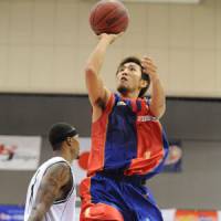 Dependable scorer: Rizing Fukuoka guard Kohei Mitomo has made a solid impact for his team this season, averaging 11.3 points per game and scoring a number of big baskets to help coach Tadaharu Ogawa\'s club win 16 of its first 26 games. | RIZING FUKUOKA / bj-league