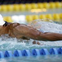 High hopes: Takeshi Matsuda, seen competing in the 200-meter butterfly final at the Santa Clara International Grand Prix last Sunday in California, is aiming for his first Olympic gold medal this summer in London. | AP