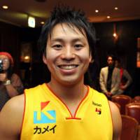 Still smiling: Sendai 89ers guard Takehiko Shimura has been a model of encouragement for the Tohoku region. | YOSHIAKI MIURA PHOTO