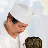 A demonstration of how to make the quintessential Hiroshima snack: <em>momiji manjū</em>. | SATOKO KAWASAKI