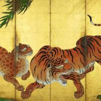 \"Dragon and Tiger\" (detail of left screen) by Kano Sanraku (1559-1635) | MYOSHIN-JI TEMPLE, KYOTO IMPORTANT CULTURAL PROPERTY