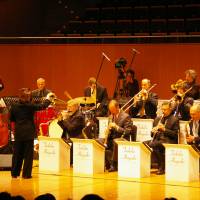 Trailblazer: Toshiko Akiyoshi leads her jazz orchestra ahead of a string of gigs in Japan. The pianist was one of the first jazz musicians from this country to make a name for herself in the United States. | Y. YAJIMA