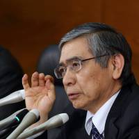 New kid on the block: Haruhiko Kuroda, new governor of the Bank of Japan, speaks during a news conference in Tokyo on March 21. | BLOOMBERG