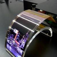 The better to see you: Sharp Corp. displays a flexible organic electroluminescence panel. | KYODO