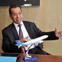 Expansive: Garuda Indonesia President and CEO Emirsyah Satar explains the airline’s expansion plans and new service to Kansai International Airport in an interview Friday in Tokyo. Garuda plans Osaka-Jakarta flights amid soaring interest in Indonesia