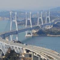 A bridge too far: Eleven small cracks were found in 2009 in the Seto Ohashi Bridge linking Honshu and Shikoku but have never been repaired, according to its expressway operator. | KYODO