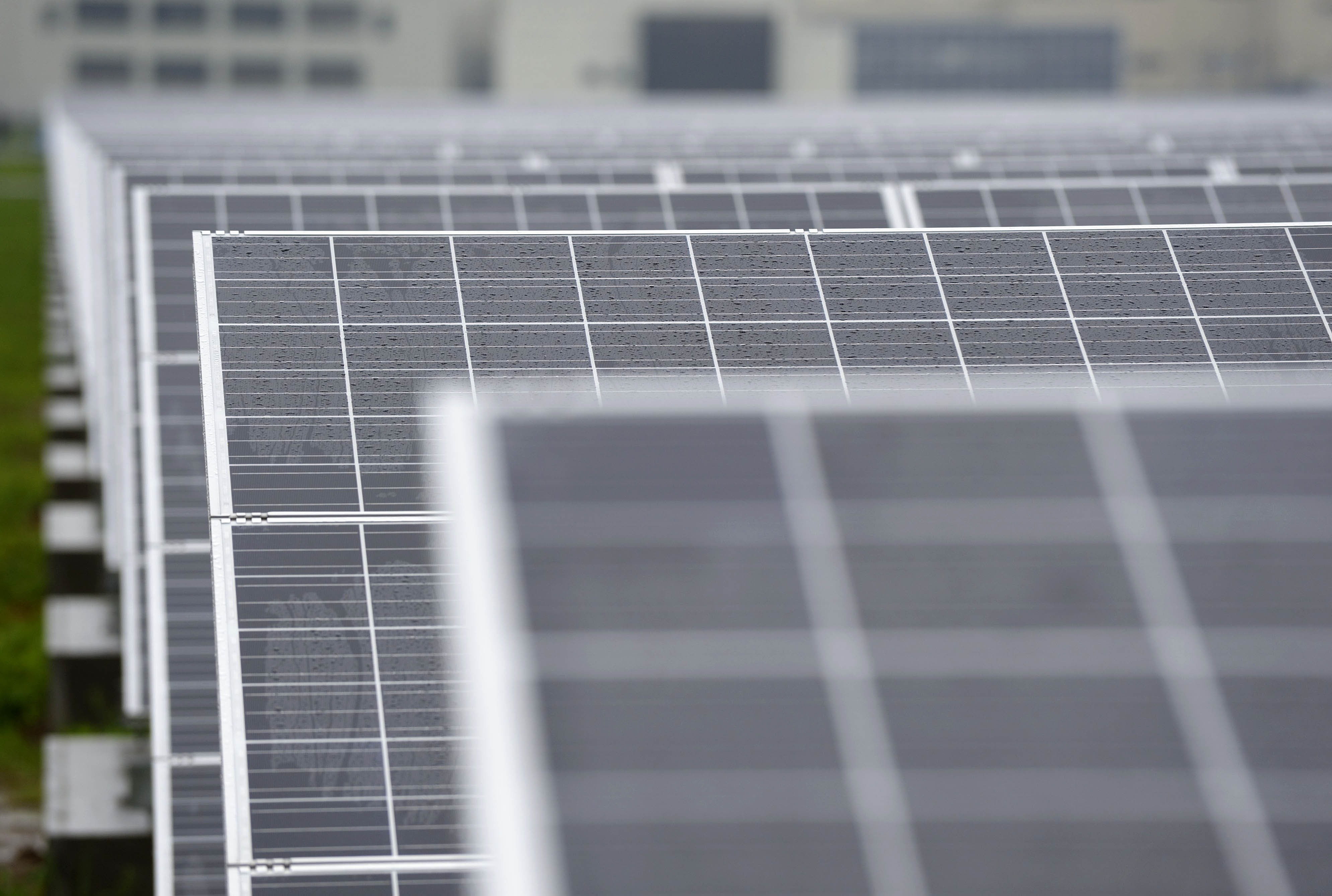 Sunny side up: Softbank Kyoto Solar Park in Kyoto Prefecture taps the sun last July. | BLOOMBERG