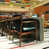 Japanese touch: The newly renovated Trusteeship Council at U.N. headquarters is using 260 armchairs made by Asahi Sofu Manufacturing Co. in Yamagata Prefecture. | KYODO