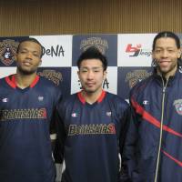 Talented trio: Draelon Burns (left), Masayuki Kabaya (center) and Thomas Kennedy have provided the Yokohama B-Corsairs with potent scoring output this season. | ED ODEVEN