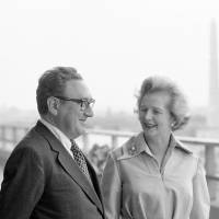 Margaret Thatcher, then-leader of the Conservative Party, meets with U.S. Secretary of State Henry Kissinger in  Washington in September 1975. | AP