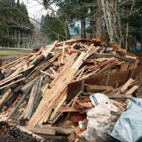 Waste not, want not: A pile of leftover timber from our Afan Woodland Trust (above) that we will entirely reuse or recycle. | C.W. NICOL PHOTO