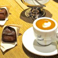 Kute kubes: Omotesando Koffee\'s cuboid Baked Custard treats are served here at Cafe Kitsune. | ROBBIE SWINNERTON