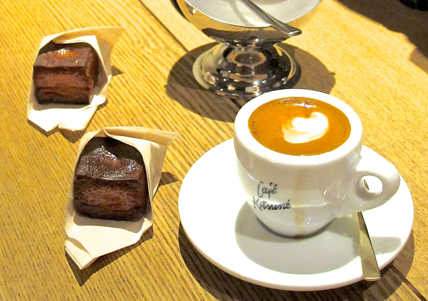 Kute kubes: Omotesando Koffee's cuboid Baked Custard treats are served here at Cafe Kitsune. | ROBBIE SWINNERTON