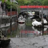 Double vision: Tsukudajima Bridge elegantly spans a tidal canal. Casting around in Tsukudajima