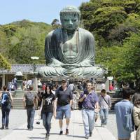 Kamakura comes up short: The Great Buddha in Kamakura, Kanagawa Prefecture, is seen in a photo taken last month. | KYODO