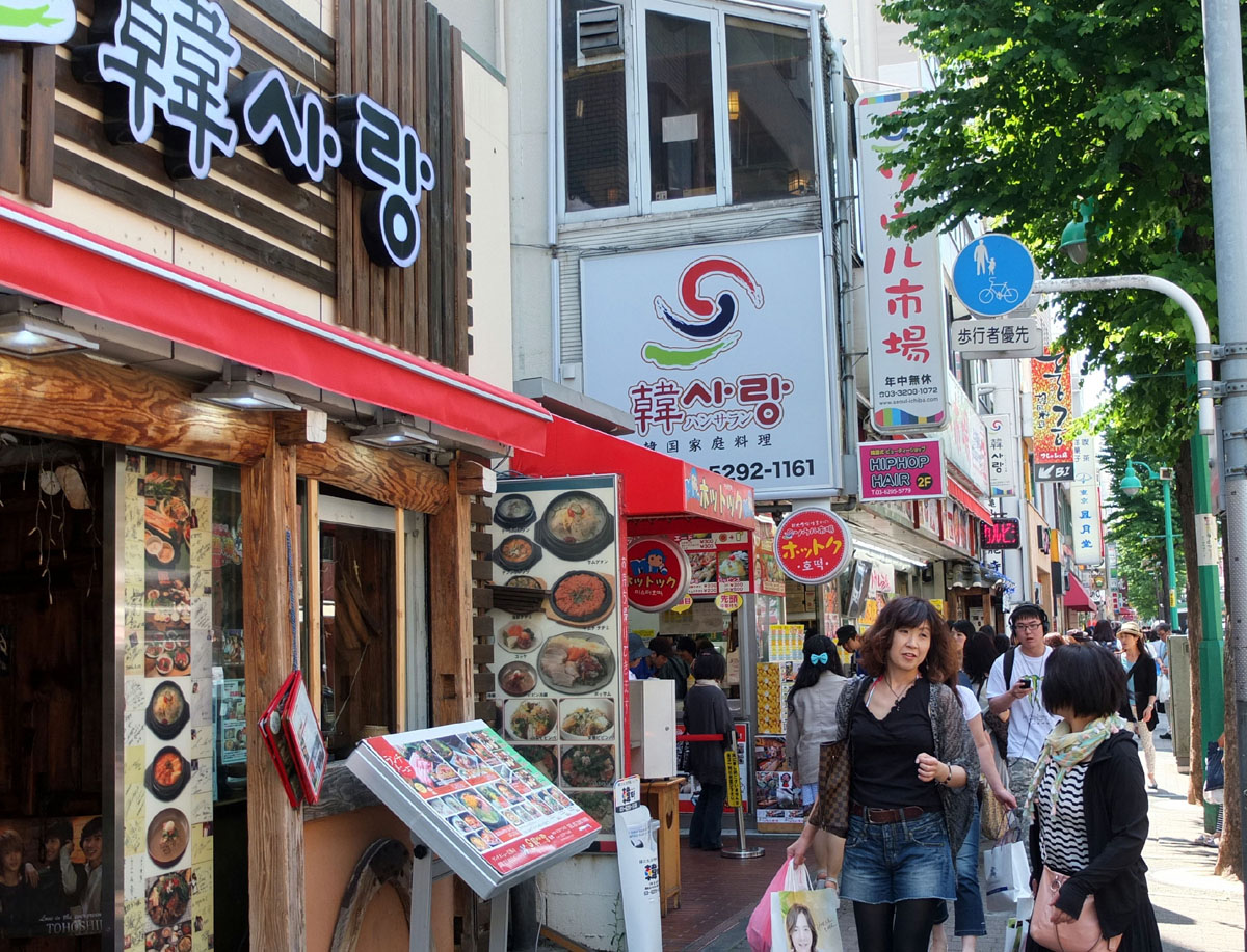 Ethnic diversity: People shop in Koreatown in Shinjuku's Shin-Okubo district in Tokyo on Friday. | SATOKO KAWASAKI