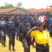 Congolese National Police officers go through training provided by JICA in cooperation with the United Nations. | JICA
